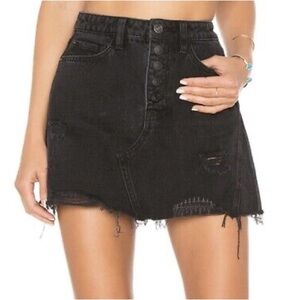 We The Free Black Denim Mini Skirt in Size 27
